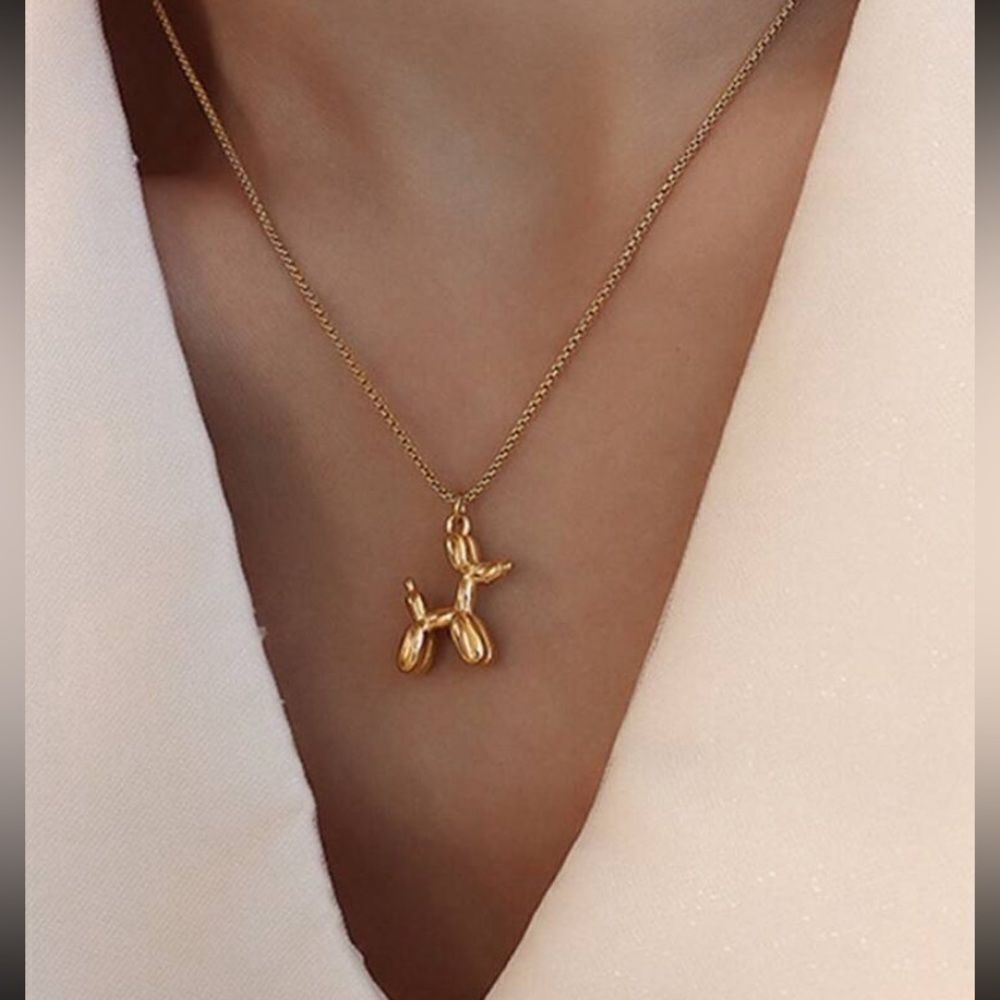 3for$20 NEW 1pc Simple Balloon Dog Pendant Necklace, Unisex GOLD color